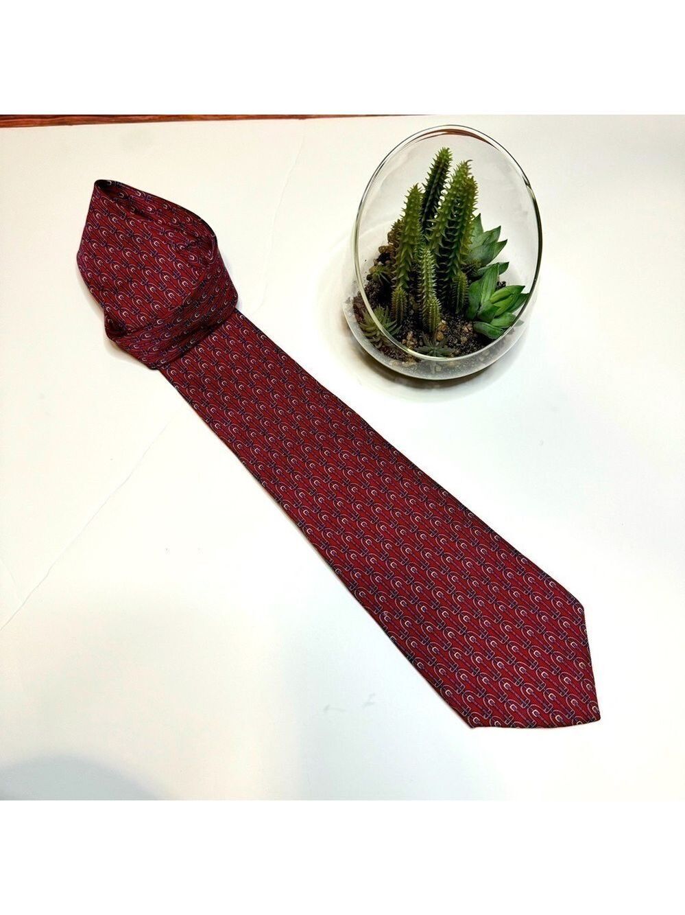 Saks Fifth Avenue Equestrian Style Silk Tie Red